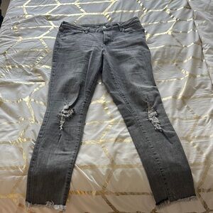 Women's Distressed Gray Jeans